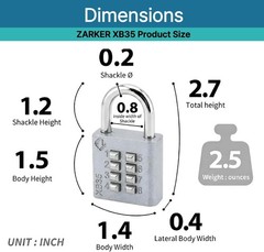 8 Digit Push Button Combination Padlock 4 Digit Code Lock for Locker Fence Gray