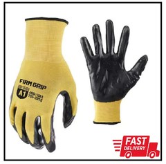 FIRM GRIP Work Gloves Men’s Large Nitrile Coated Machine Washable Yellow 10 Pack