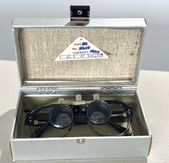 Vintage Binocular Loupe Glasses Clip-On Dental Optician Jeweler Germany W/ Case