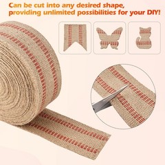 YaeCCC Craft Jute Webbing Tape, 20 Yards Width 3.5″ Roll Natural Burlap Red L…