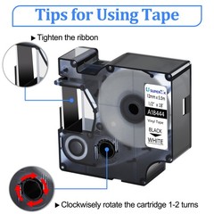 6PK Dymo A18444 Black on White Industrial IND Vinyl Label Tape 1/2″x1.5m Rhino