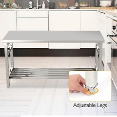 Kitchen Work Table Stainless Steel 60x24x31.5In Adjustable Height Workstation