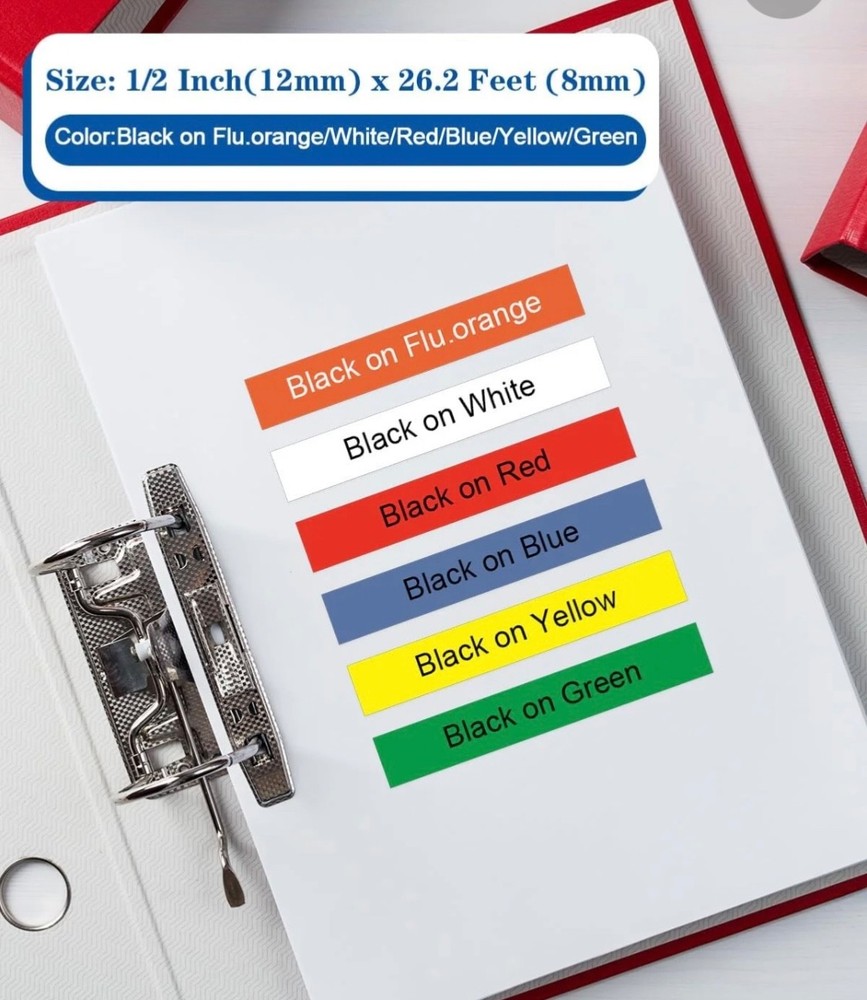 6PK Black-on-Color Compatible Label Tape for Brother TZe-B31-731 12mm 0.47 Inch