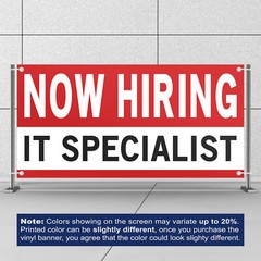 Now Hiring IT Specialist 13 oz Heavy Duty Vinyl Banner Jobs Available Sign