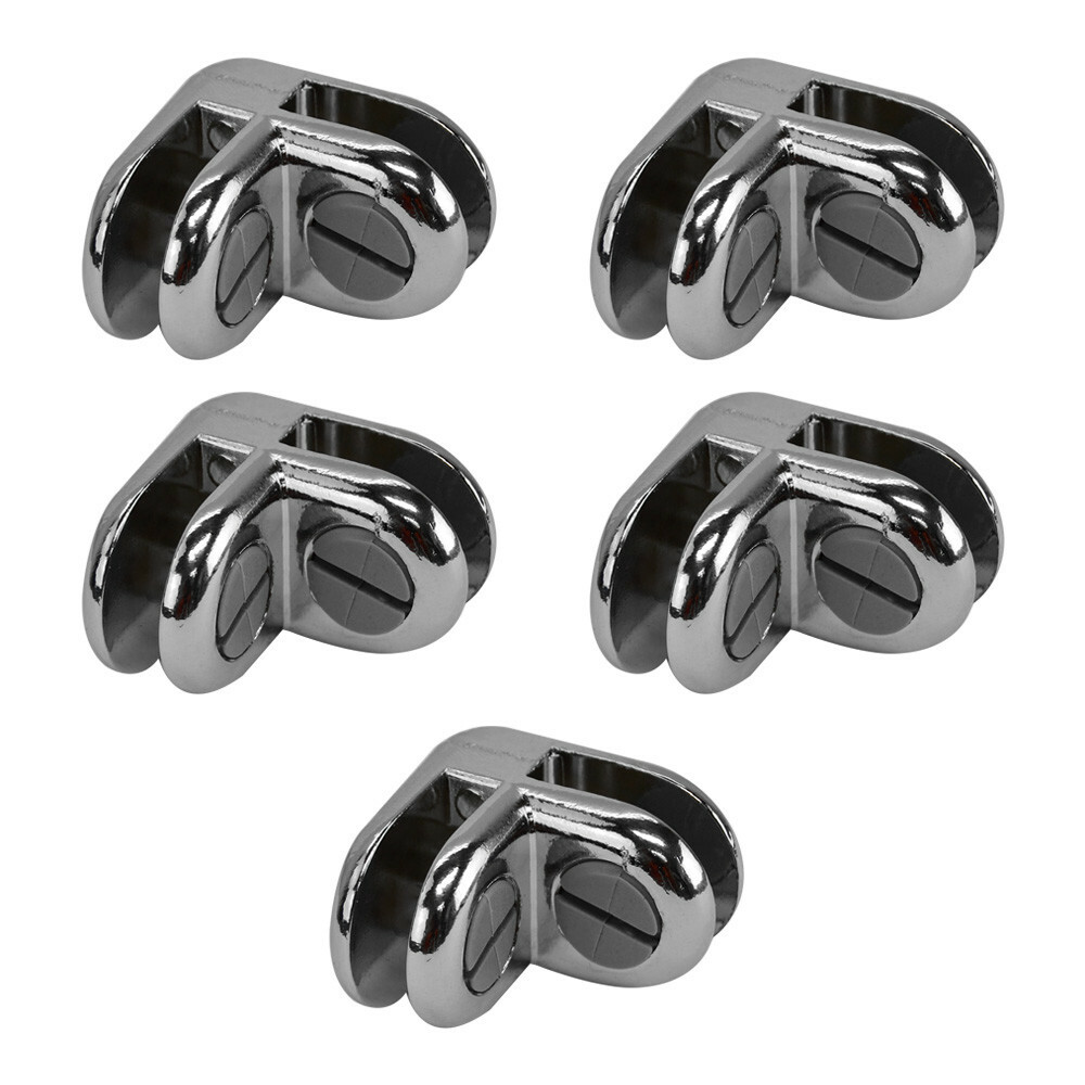 5 Pcs Chrome Metal 2 Way Glass Shelf Connector 3/16″ Tempered Glass 90 Degree