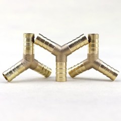 3Pcs 3/8″ Y-3 Way Brass Hose Barb Fitting Pipe Tubing Splicer Fuel Water Gas Air