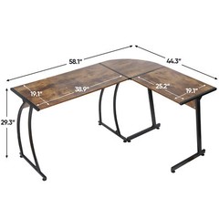 L Shaped Computer Desk L Shaped Corner Desk Laptop Study Writing Table Brown