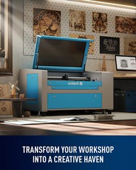 OMTech 60W 16×24 CO2 Laser Engraver Cutter Cutting with CW-5200 Water Chiller