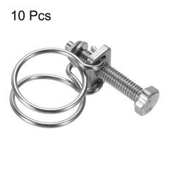 10Pcs Double Wire Hose Clamp 21-25mm Adjustable Hose Clip with M6 Bolt