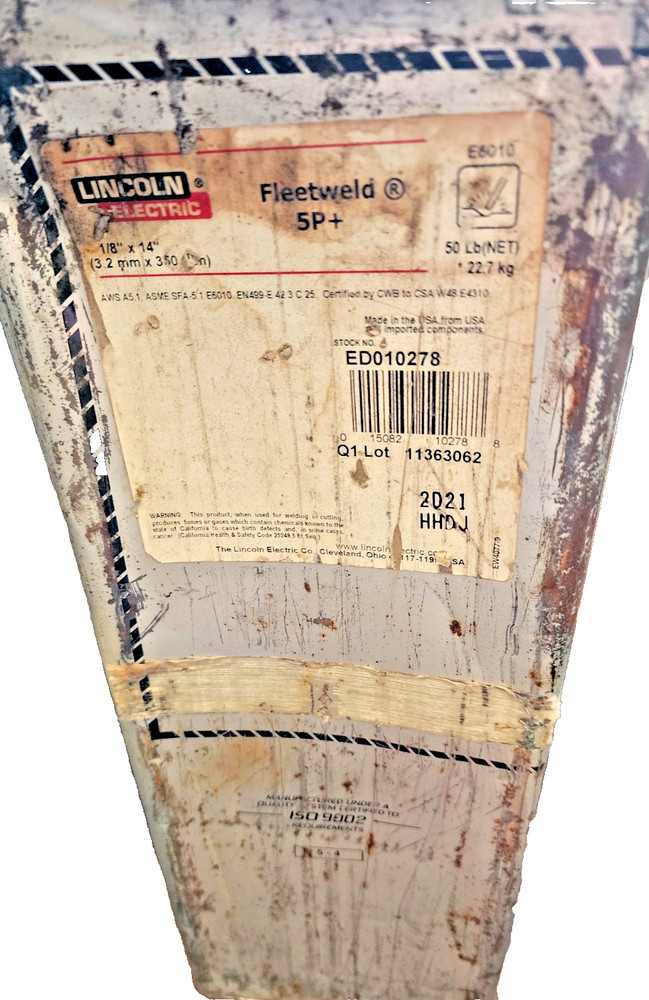 Lincoln Electic 14” Stick Electrode E6010 Fleetweld 5P+1/8″Dia., 50Lb, ED010278