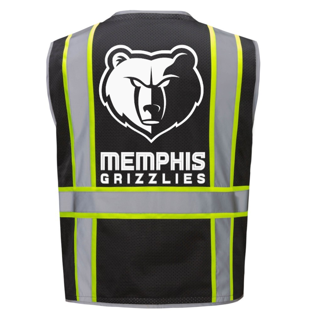 🦺🏀🚧MEMPHIS GRIZZLIES SAFETY VEST PPE W/REFLECTIVE LOGO SIZE M/L/XL/2-4XL