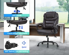 Big and Tall 500lbs Wide Seat Ergonomic Desk Chair with Lumbar Support Arms