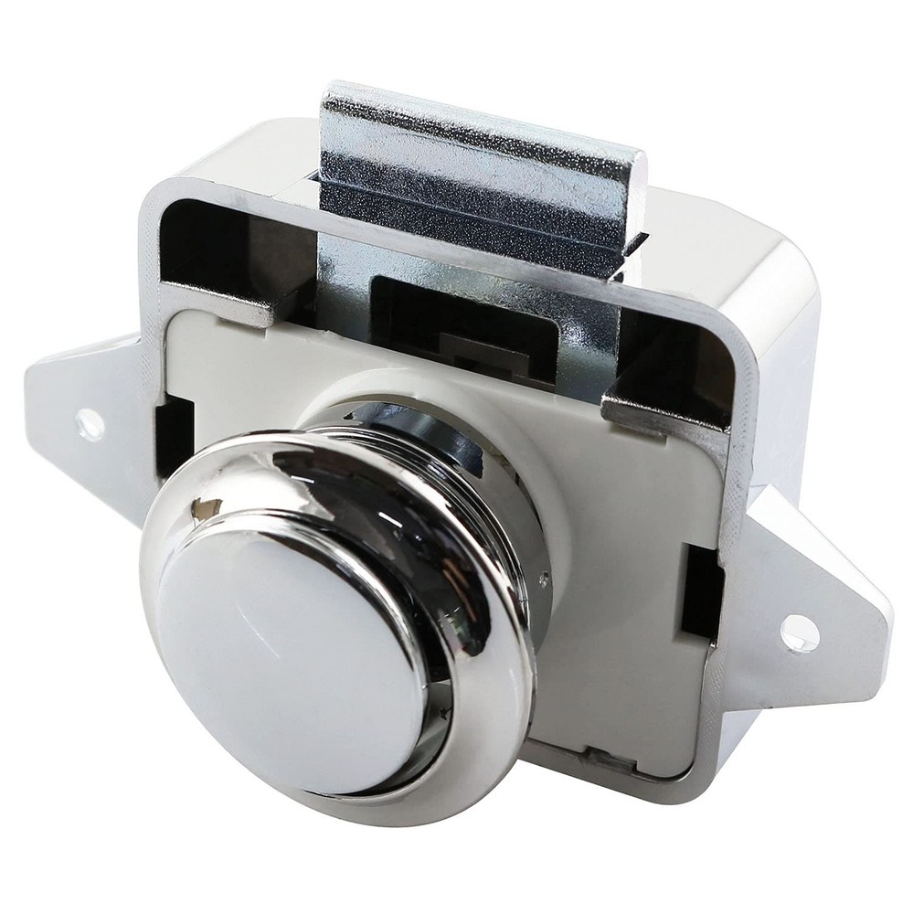 Push Button Catch Lock Drawer Cabinet Cupboard Door Keyless Latch Knob Silver