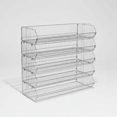 QUANTUM (5 SHELVES) Stacking Baskets Display W/ 30 Dividers 20″x16″ Gray 2036BC