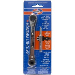 Uniweld 70022 Ratchet Wrench, 1/4 and 3/16 in Square opening, 3/8 and 5/16 in Sq