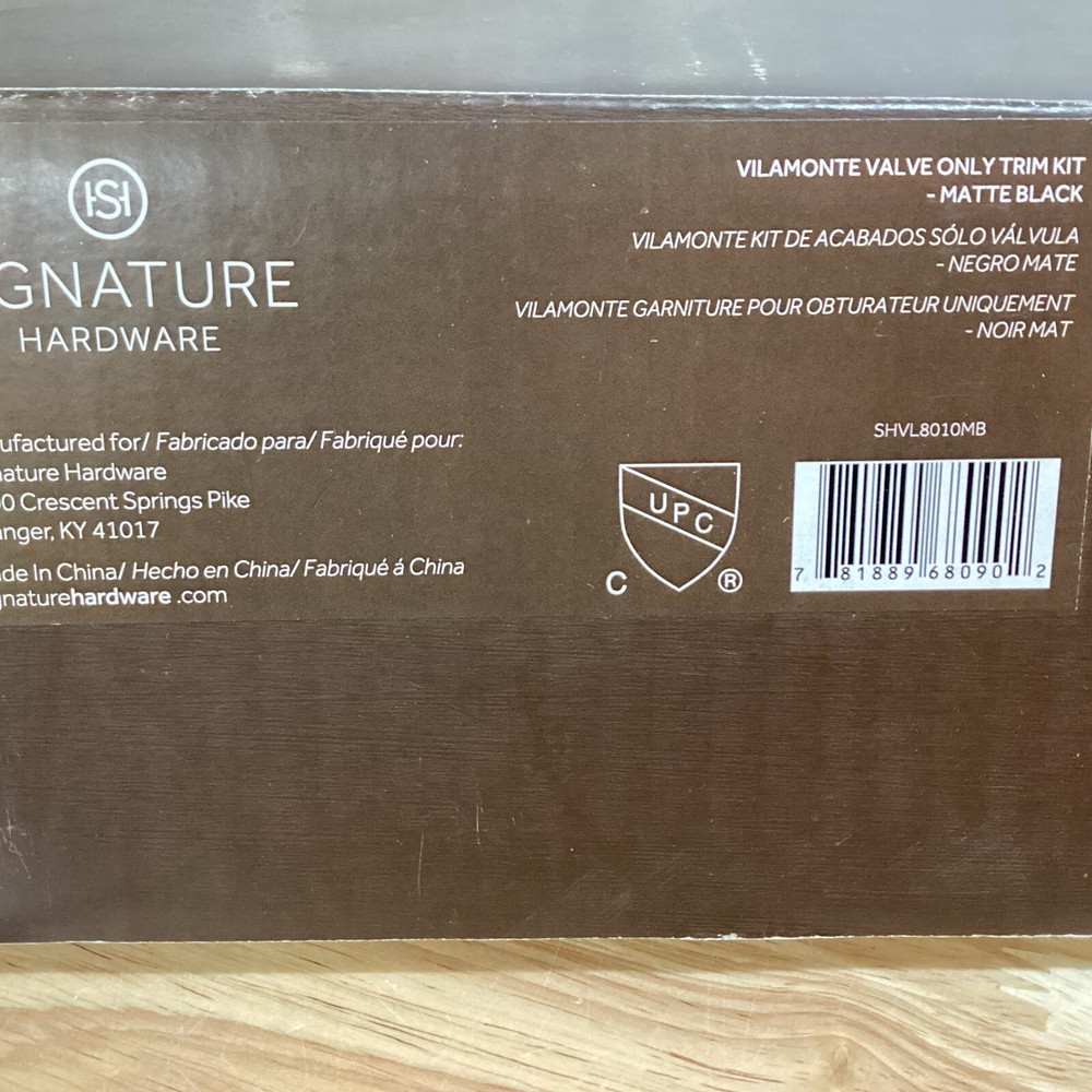Signature Hardware Vilamonte Single Lever Handle Valve Trim Matte Black
