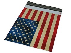 10×13 Rustic Flag Patriotic Poly Shipping Mailers, United States Red White & Bl