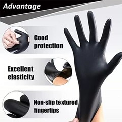 100X Black Nitrile Nitro Powder Free Disposable Gloves – Heavy Duty 6g Thickness
