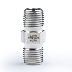 U.S. Solid 304 Stainless Steel Fitting Hex Nipple, NPT 1/4″ Male x 1/4″ Male