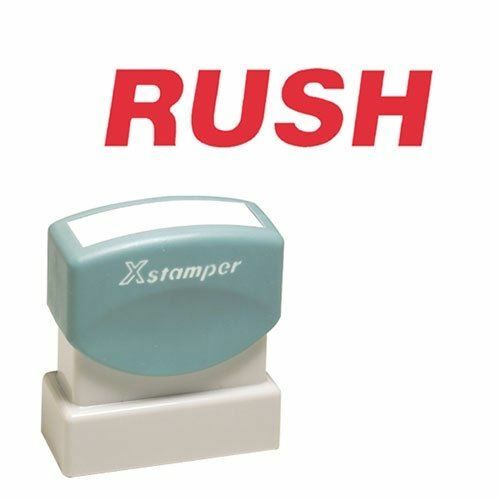 Xstamper(R) 1334 One-Color Title Stamp, Pre-Inked “Rush”, Red