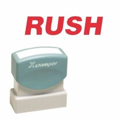 Xstamper(R) 1334 One-Color Title Stamp, Pre-Inked “Rush”, Red