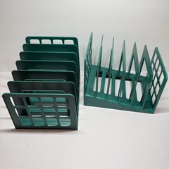 Vintage 80s-90s Oxford DecoSorter Green Plastic 6 Slot Desk File Sorter Set of 2