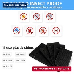 SIDAZON 16 Pack Multiple Size Slopes Black Plastic Composite Shims Leveling Wedg