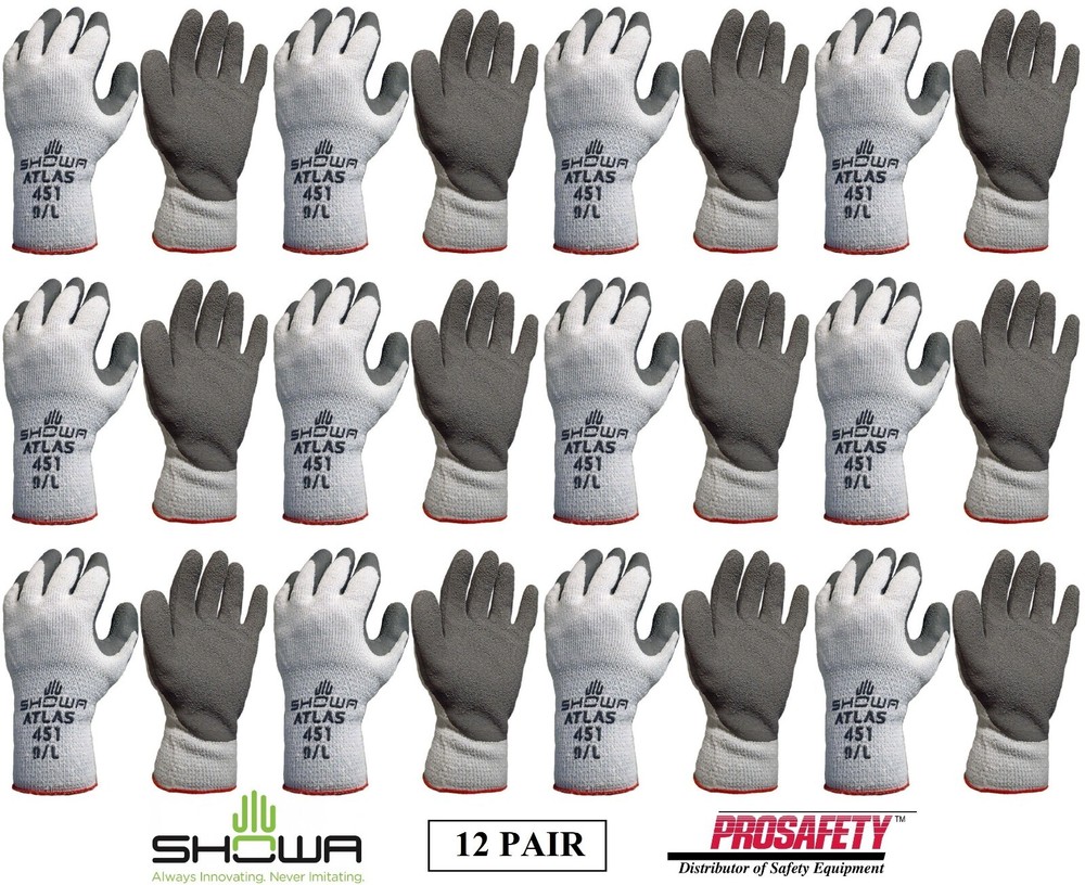 Showa 451 Therma Insulated Cold Weather Palm Coated Winter Work Gloves S-XL 12PR