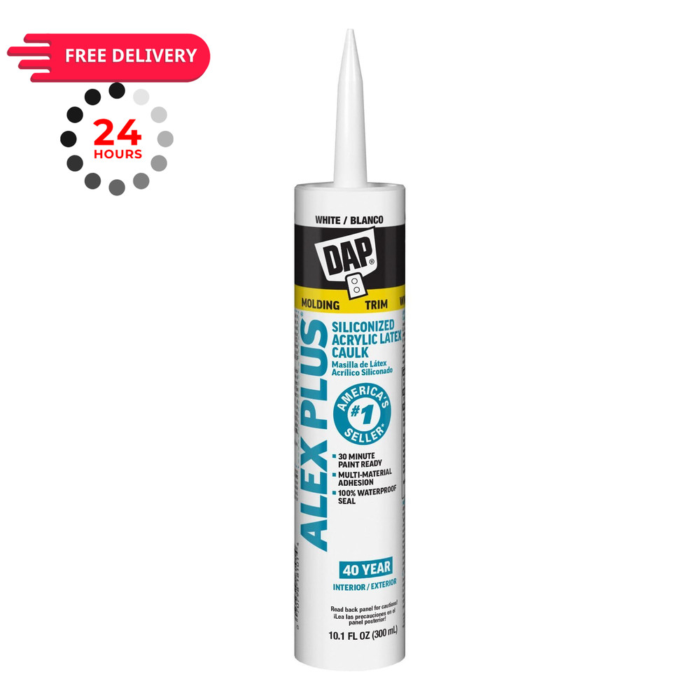 DAP INC 18152 10.1oz White Alex Plus Acrylic Latex Caulk 10.1 Fl Oz,