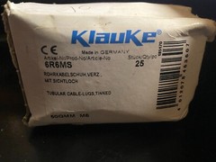 KLAUKE 6R6MS TUBULAR CABLE LUGS 50QMM – 50 sq.mm – M6 BOX OF 25