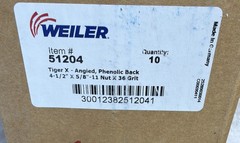 36 Grit Tiger X #51204 Weiler 4-1/2″ Tiger Flap Disc Angled CZA 5/8-11A T29 10x