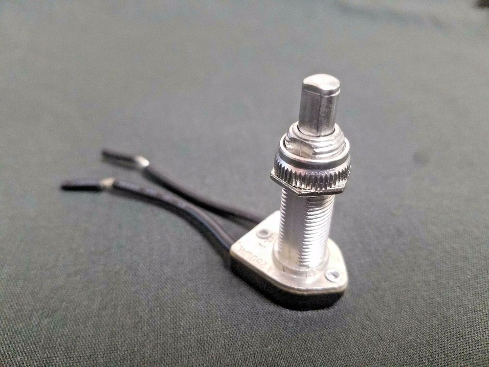 Nickel,1-1/8 Push Button Switch – PACK of 5 – 3A 125V/1A 250 VAC, 2-1/2″ leads