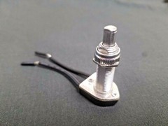 Nickel,1-1/8 Push Button Switch – PACK of 5 – 3A 125V/1A 250 VAC, 2-1/2″ leads