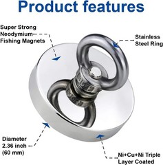 Long Service Life Fishing Magnet – 2.36″ Diameter