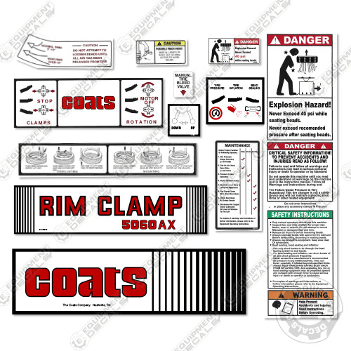 Fits Coats 5060AX Decal Kit Rim Clamp – 7 YEAR OUTDOOR 3M VINYL!
