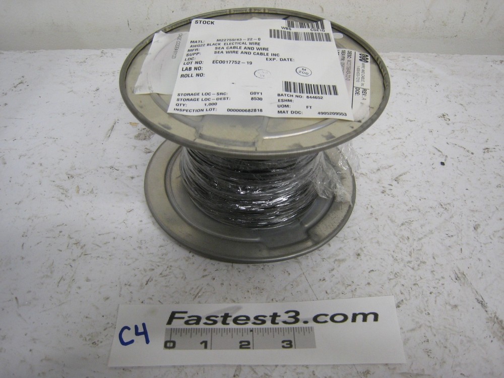 Sea Cable Wire M22759/43-22-0 AWG 22 Black Electrical Wire 1,000FT Hook Up Wire