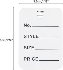 Jijacraft 1000Pcs Price Tags White Clothing Tags for Retail Small Kraft Paper