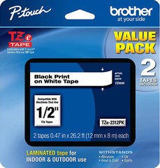 New Genuine Brother P-Touch TZe-231 2PK Black on White Tape