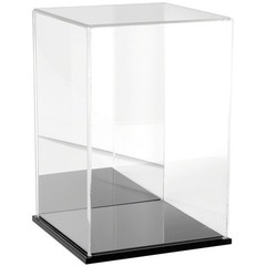 Plymor Clear Acrylic Case w/ Black Base (Mirror Back), 8″ W x 8″ D x 12″ H