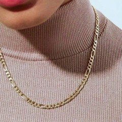 6mm Gold Figaro Link Chain Necklace for Men ＆ Women，14K Gold Chain