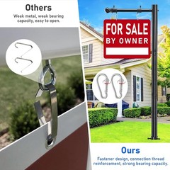 Real Estate Sign Post, 100 inch Realtor Yard Post for Sale 100″, black