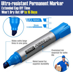 Fuutreo 10 Pack Jumbo Permanent Markers Bulk Large Chisel Tip Permanent Markers