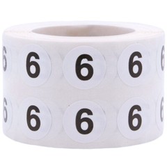 White with Black Number Stickers | 0.5″ Inch Round | 1000 Pack | Pick from 0-20