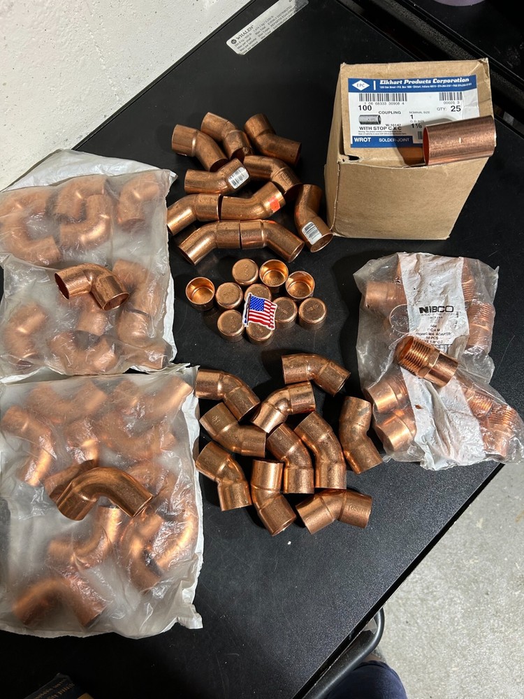 85 – NIBCO LEE EPC MUELLER 1″ COPPER FITTINGS SWEAT SOLDER MADE IN USA
