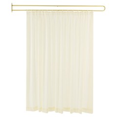 Gold U Shaped Room Divider Curtain Wall Mounted Privacy Partition Beige Sheer