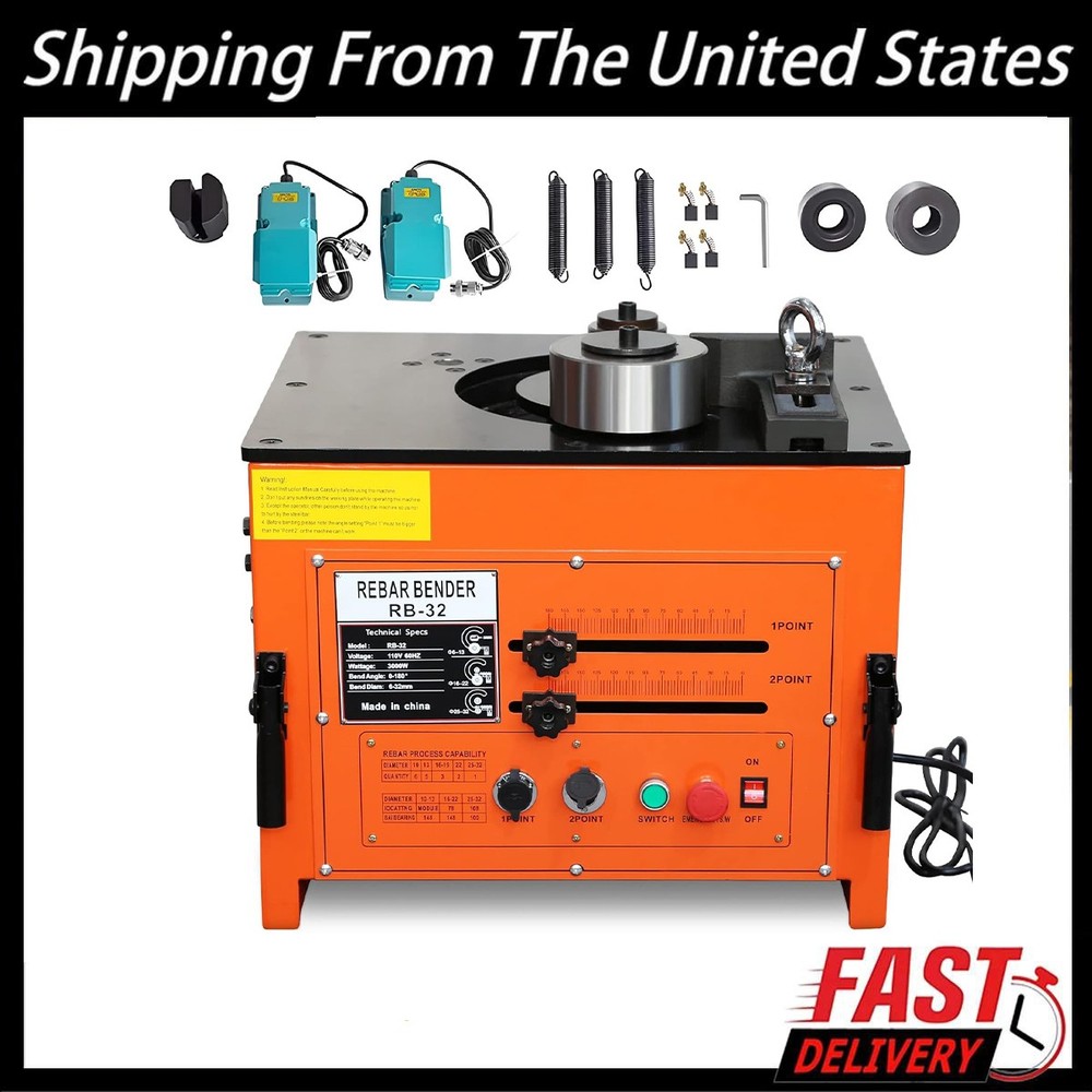 1-1/4″ 32mm Construction 10 Rebar Bending Bender Machine W/ 2 Foot Pedals NEW