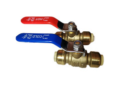 2 Pcs. 1/2″ Push Fit Ball Valve Hot and Cold, Lead Free Brass, 28-2-1&2=2