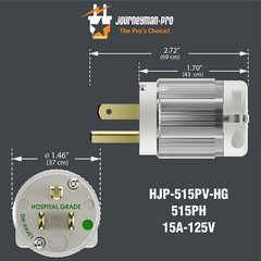 15A 110V Hospital Grade Male Plug 120 Volt Equipment Power Cord End Repair 5-15P