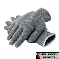 12 PAIR 1 DOZEN GRAY STRING KNIT POLY COTTON WORK GLOVES PAIRS GREY (SM-L)