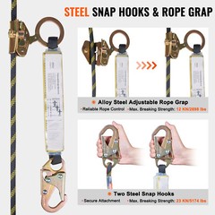 Vertical Lifeline Assembly 0.55” x 50′ Fall Protection Rope 30 KN ANSI